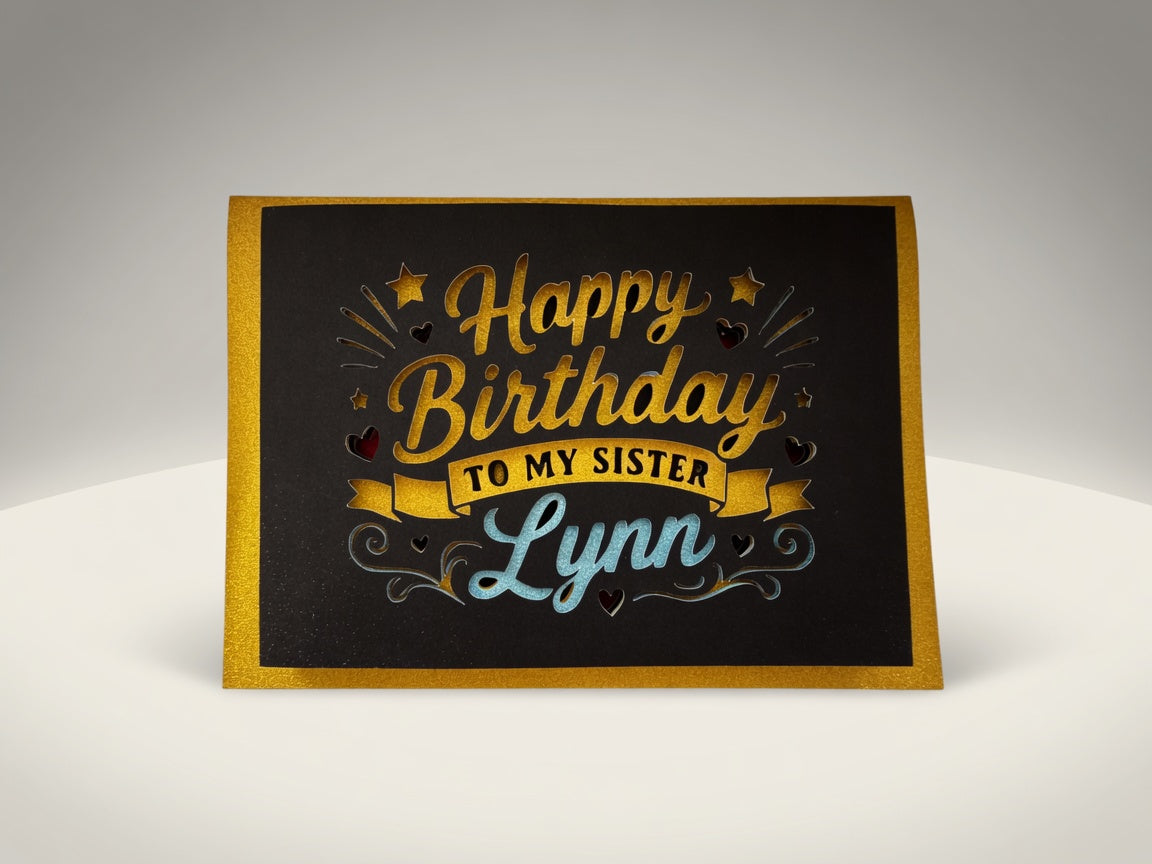 Personalised happy birthday sister card, handmade UK gift