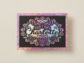 Personalised butterfly name card with pink holographic butterflies and flowers