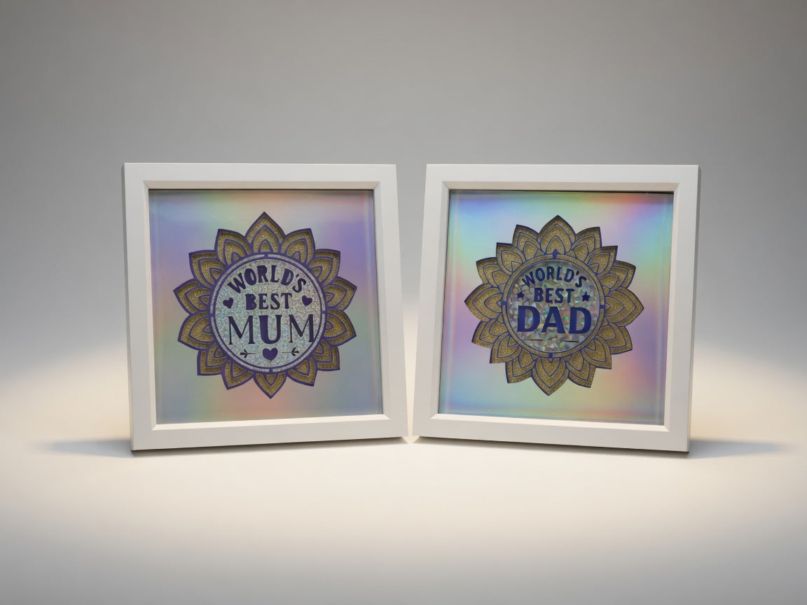 World's Best Dad shadow box in its packaging, handmade in the UK