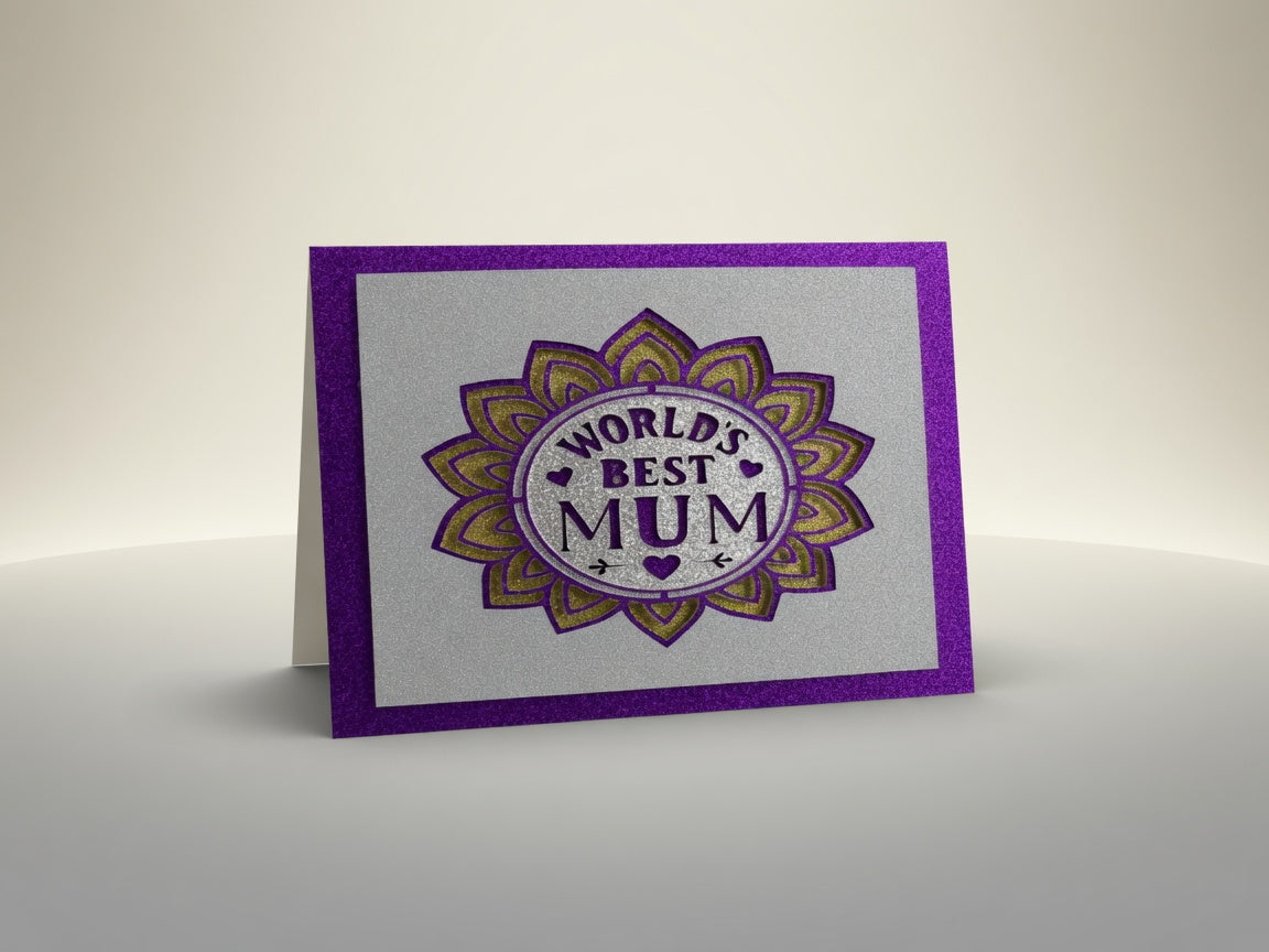 World's Best Mum card, handmade UK gift