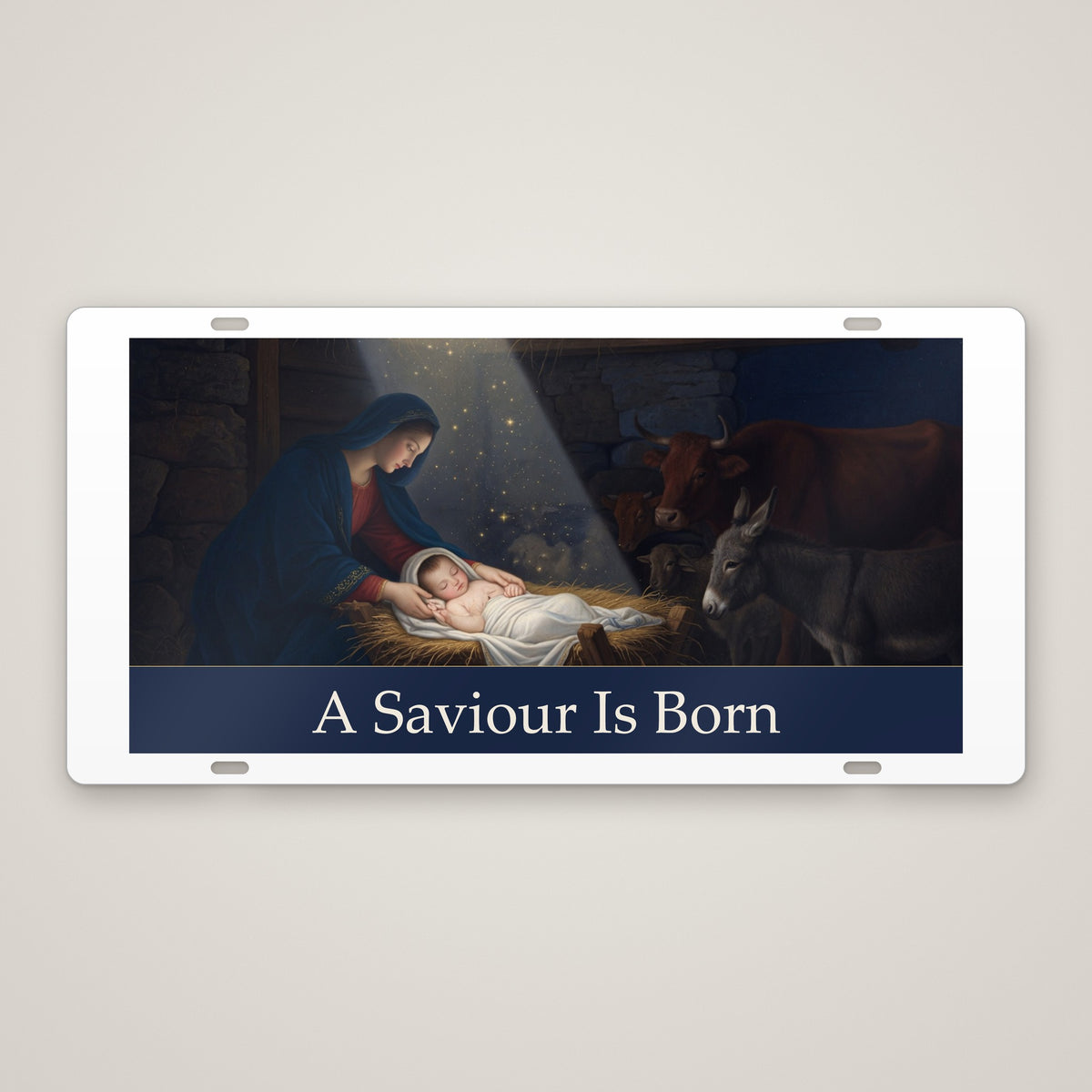 A Saviour Is Born metal Christmas wall plaque – front view