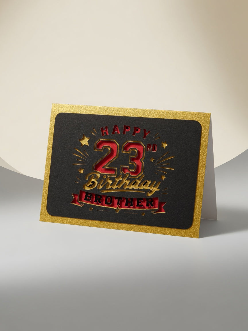 Personalised red and gold milestone birthday card, handmade UK gift