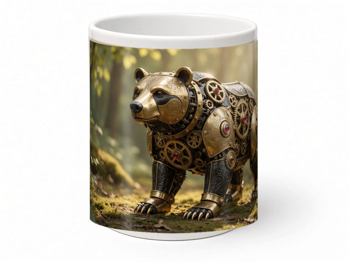 Clockwork bear mug, handmade UK gift