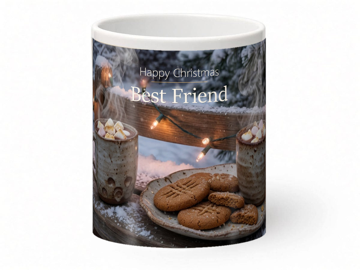 Happy Christmas Best Friend Mug – Hot Chocolate – front view
