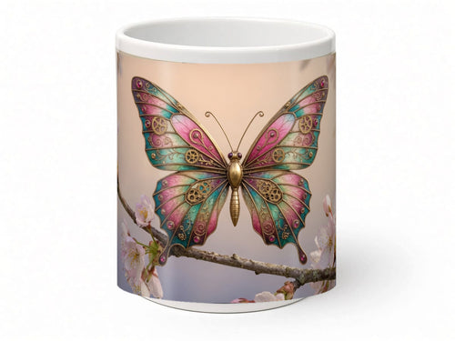 Clockwork butterfly mug, handmade UK gift