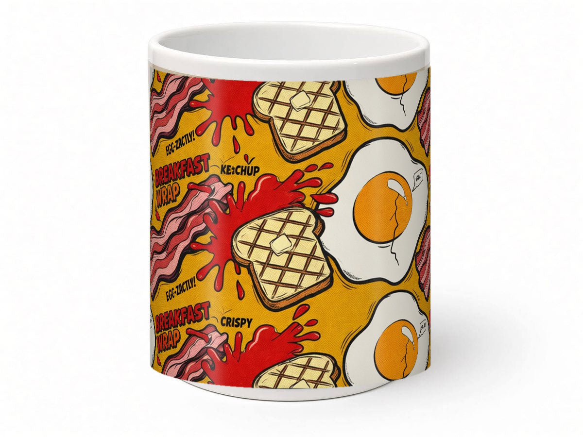 Comic pop art breakfast mug, handmade UK gift