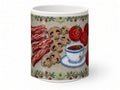 Cross stitch breakfast mug, handmade UK gift