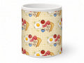 Fried egg breakfast pattern mug, handmade UK gift