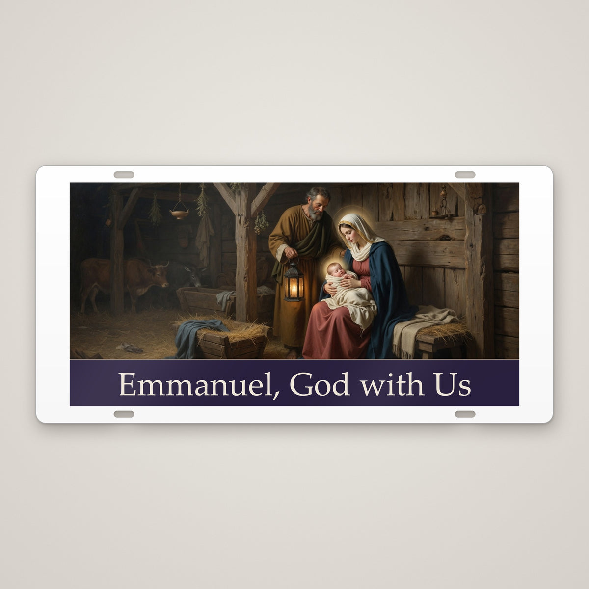 Emmanuel, God with Us metal Christmas wall plaque – front view