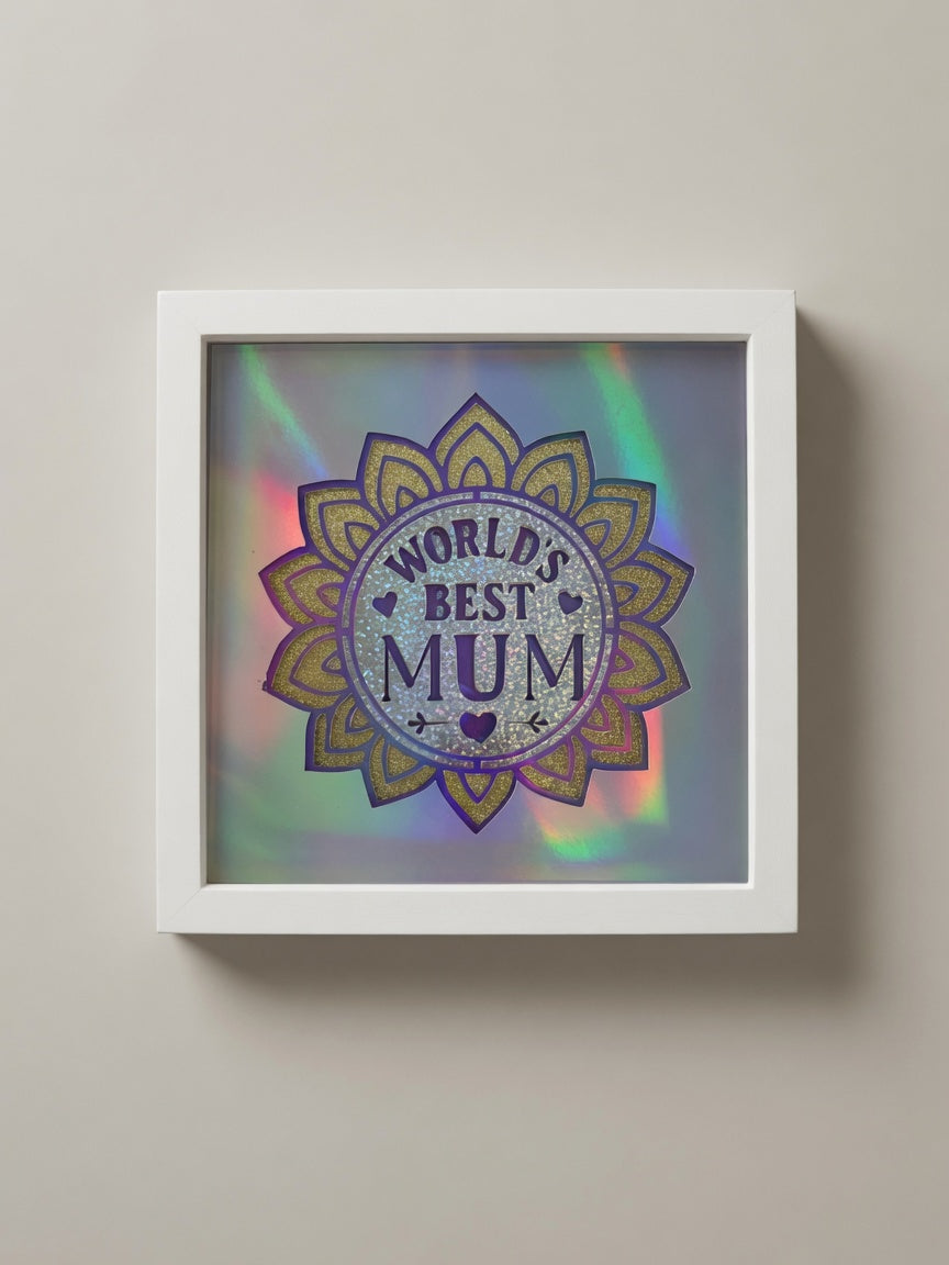 World's Best Mum shadow box, handmade UK gift