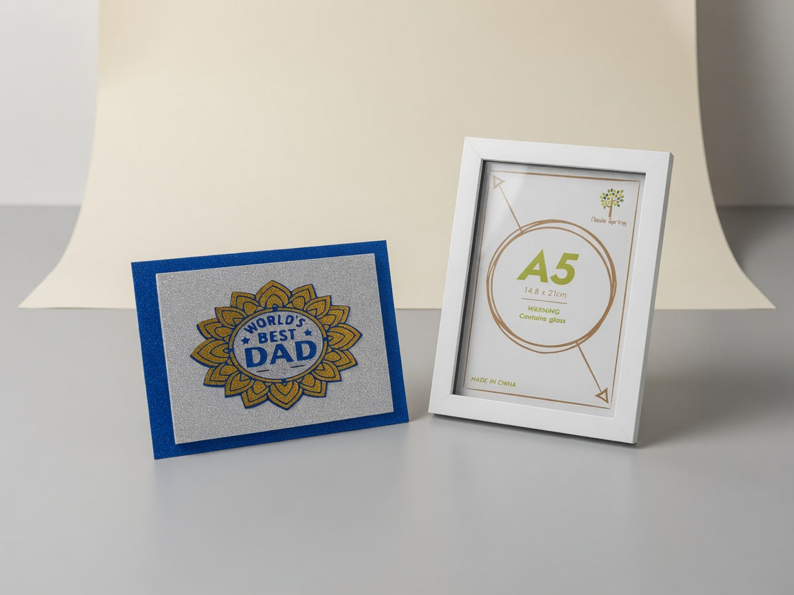 World's Best Dad card from another angle, handmade in the UK