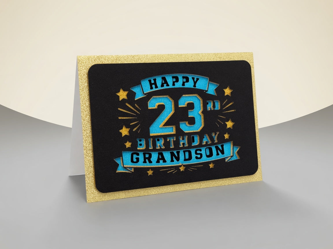 Personalised milestone birthday card for a grandson, handmade UK gift
