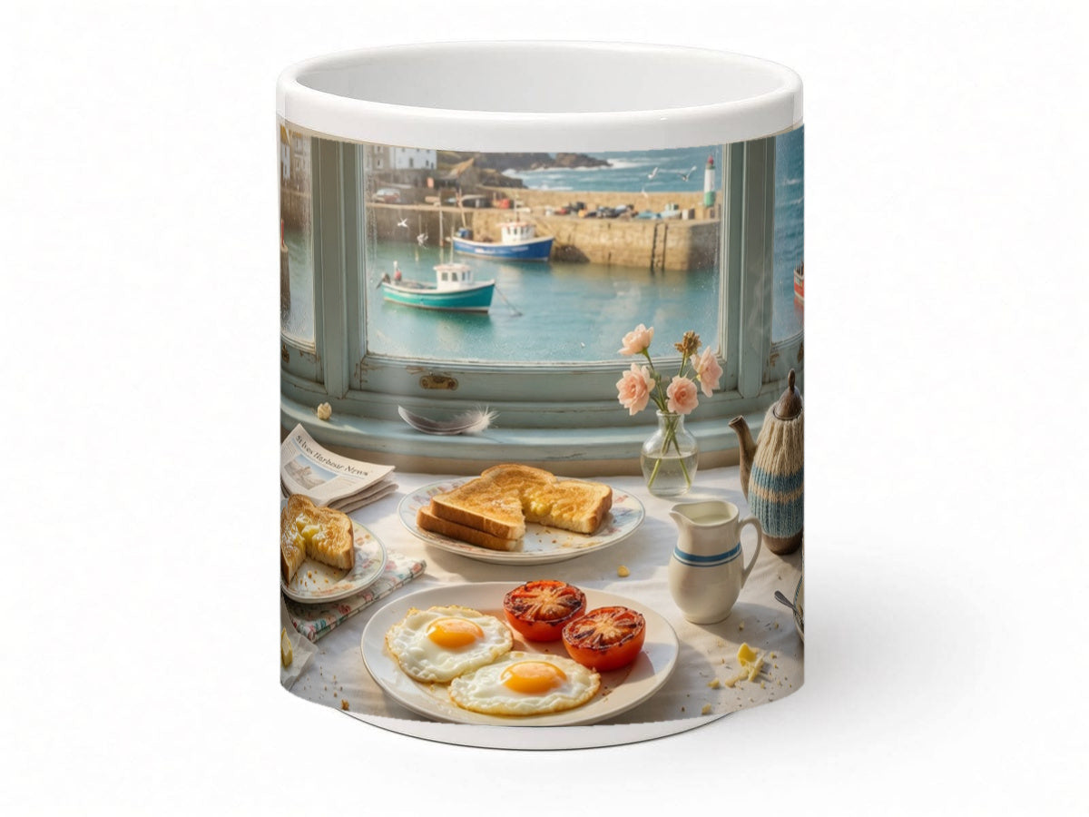 Harbour view breakfast mug, handmade UK gift