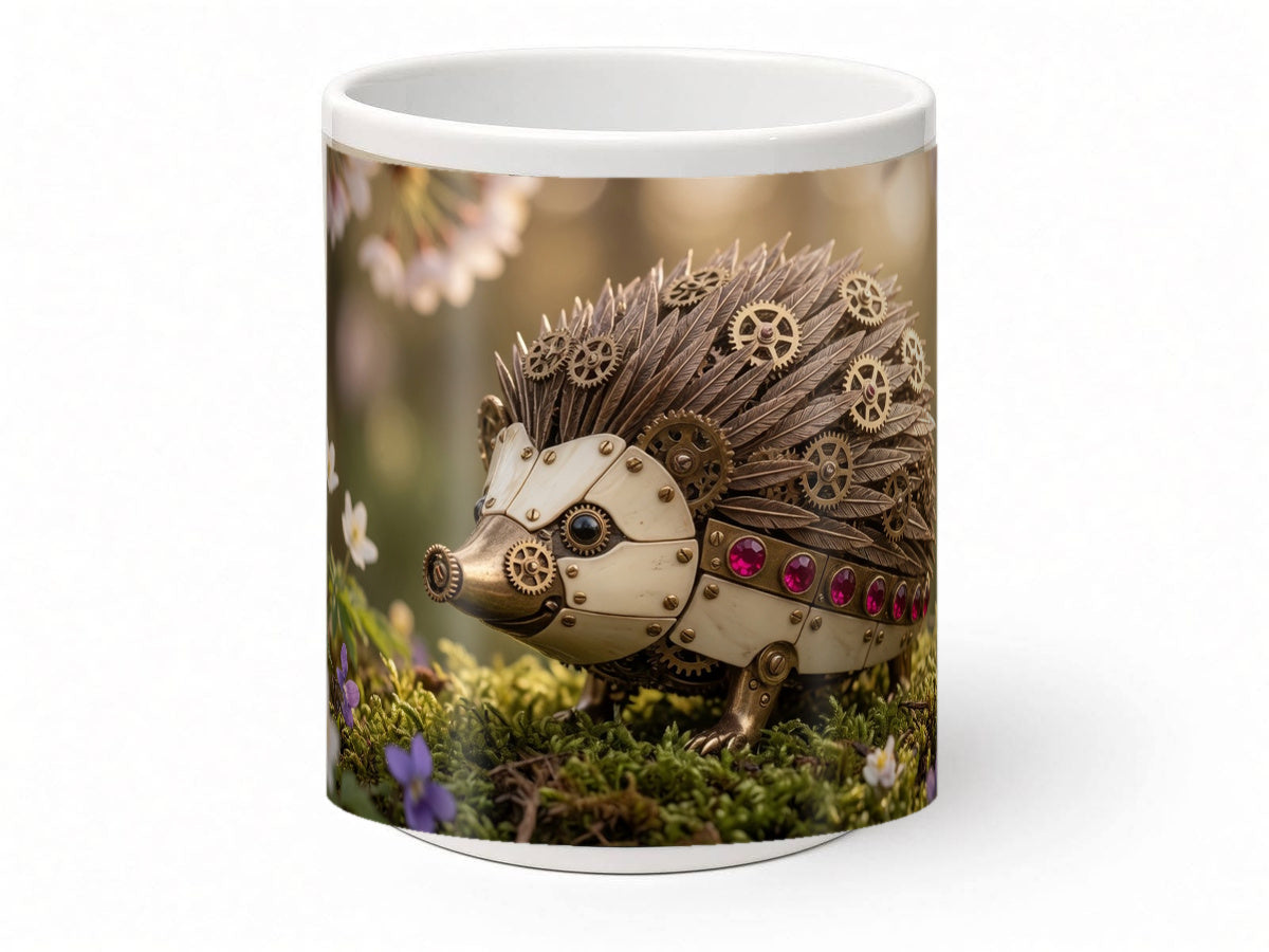 Clockwork hedgehog mug, handmade UK gift