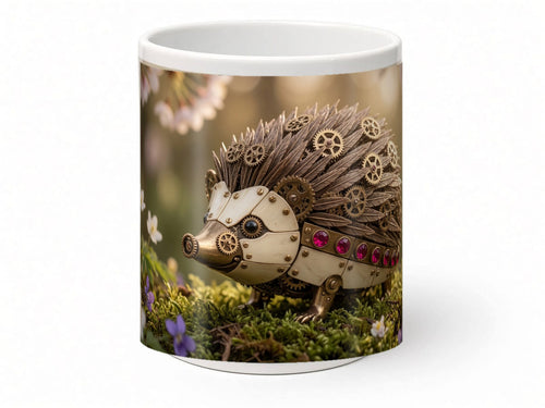 Clockwork hedgehog mug, handmade UK gift