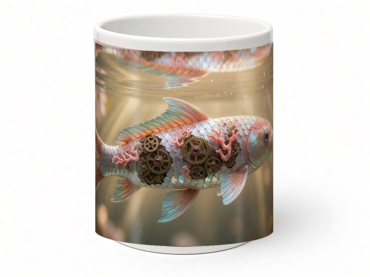 Clockwork koi mug, handmade UK gift