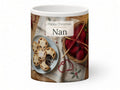 Happy Christmas Nan Mug – Mince Pies & Knitting – front view
