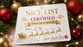 Nice List certified personalised metal card, a fun Christmas gift