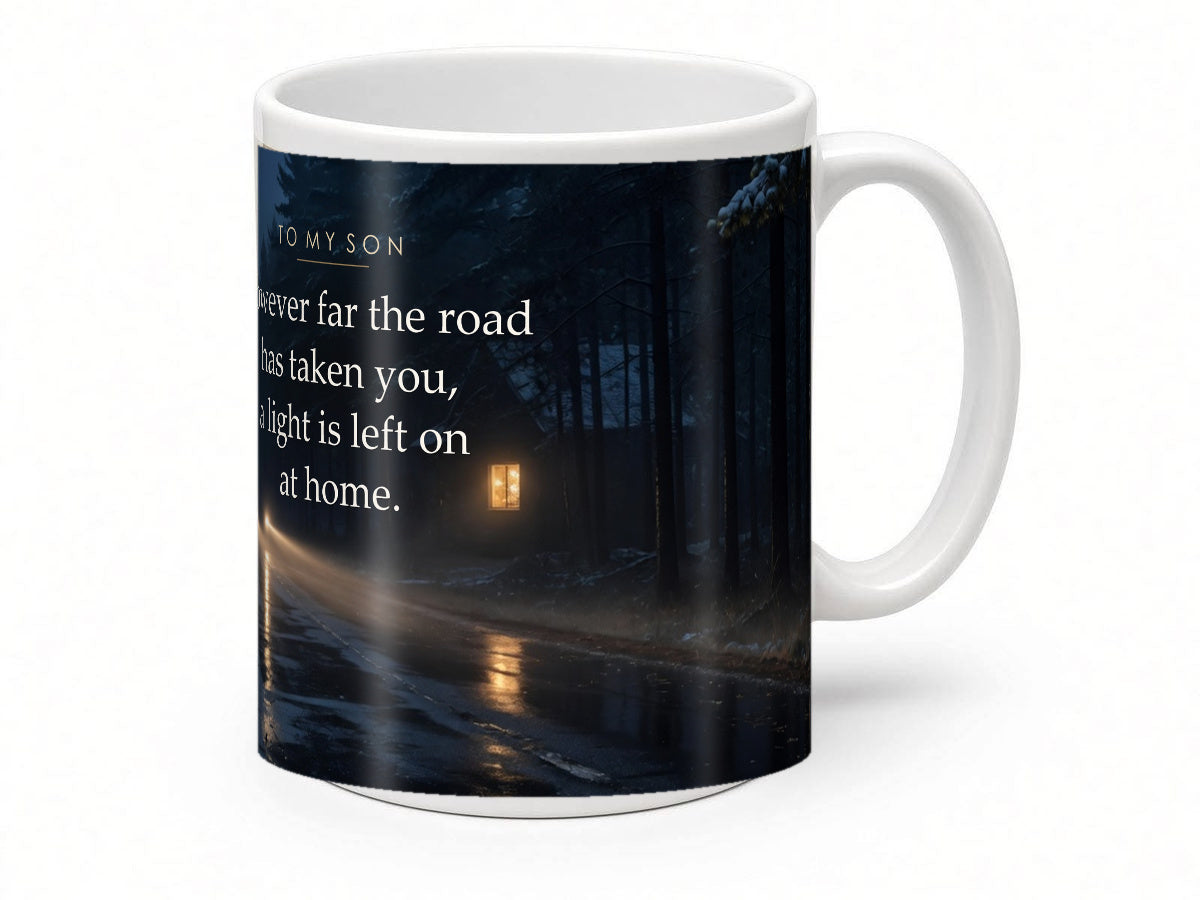To My Son Christmas Mug – A Light Left On