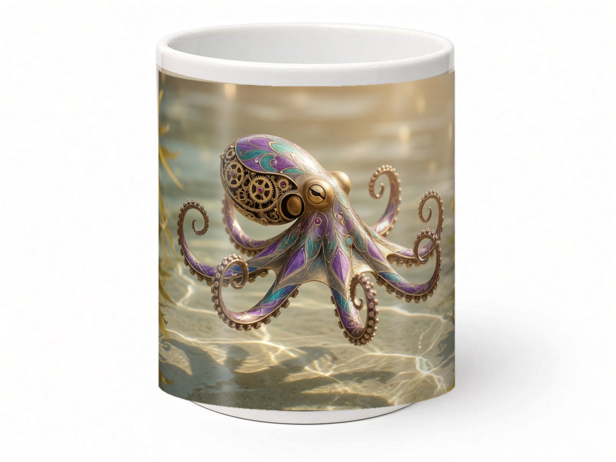 Clockwork octopus mug, handmade UK gift