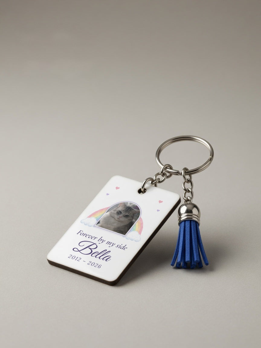 Personalised Rainbow Bridge pet memorial keyring