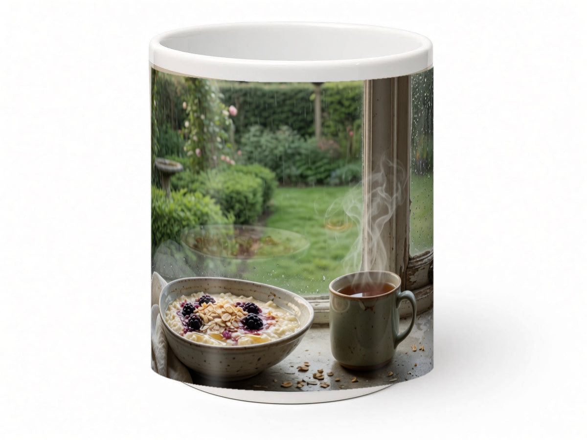 Rainy day porridge mug, handmade UK gift