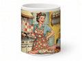 Retro kitchen breakfast mug, handmade UK gift