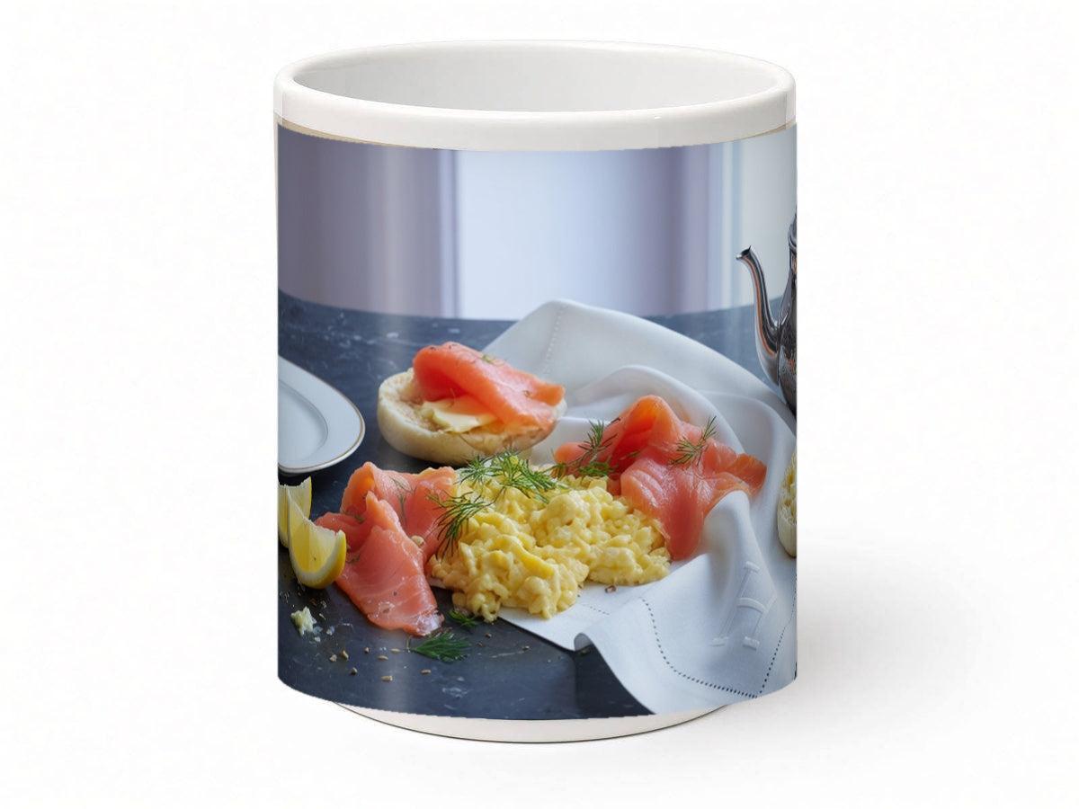 Smoked salmon breakfast mug, handmade UK gift
