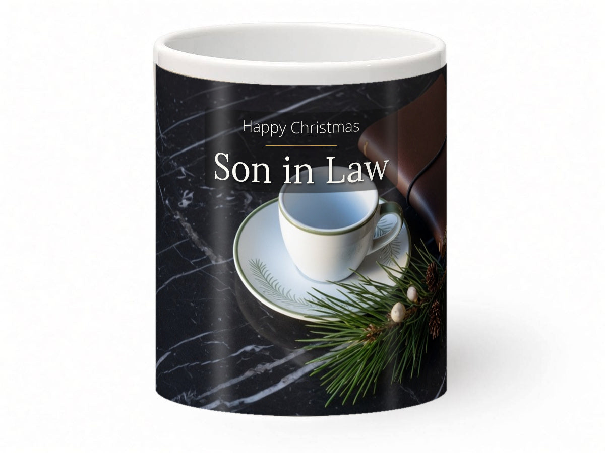 Happy Christmas Son in Law Mug – Espresso & Pine – front view