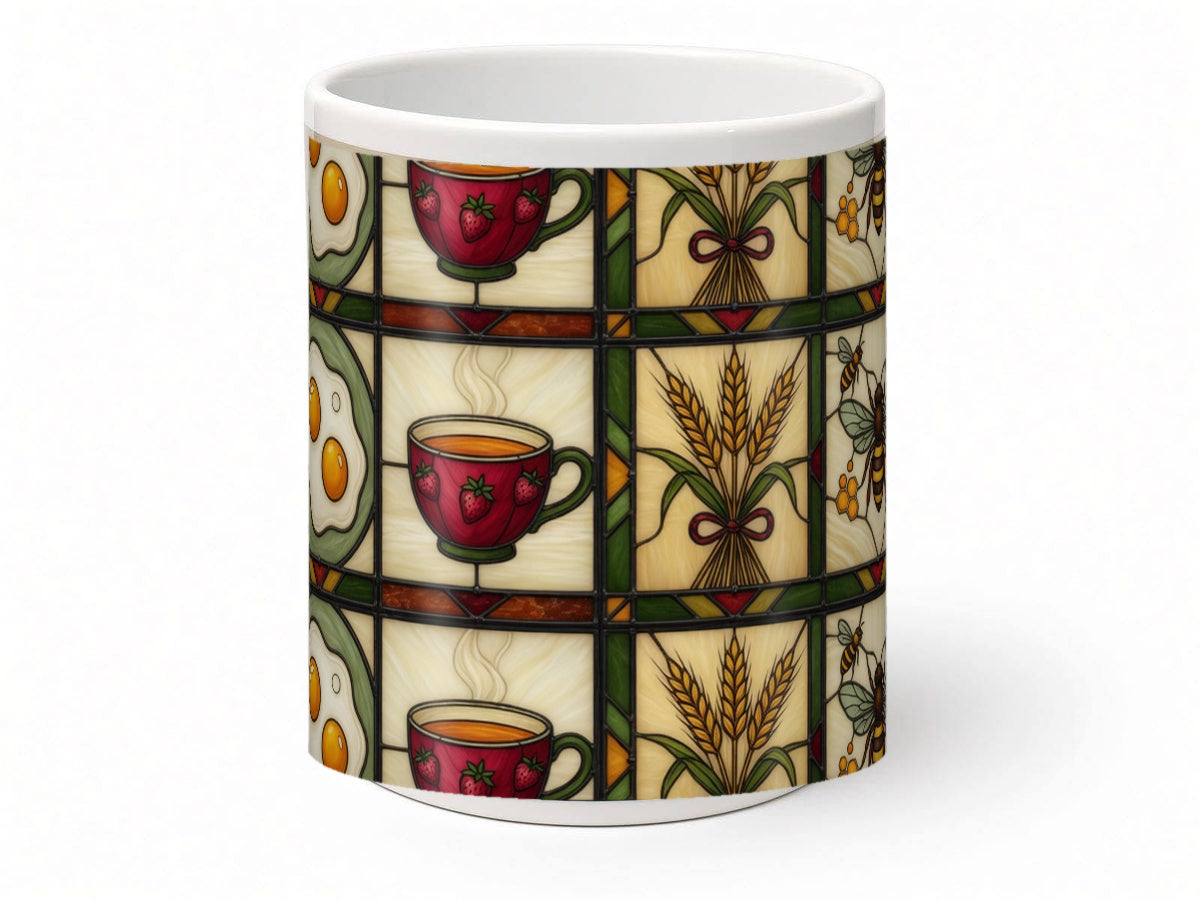 Stained glass breakfast mug, handmade UK gift