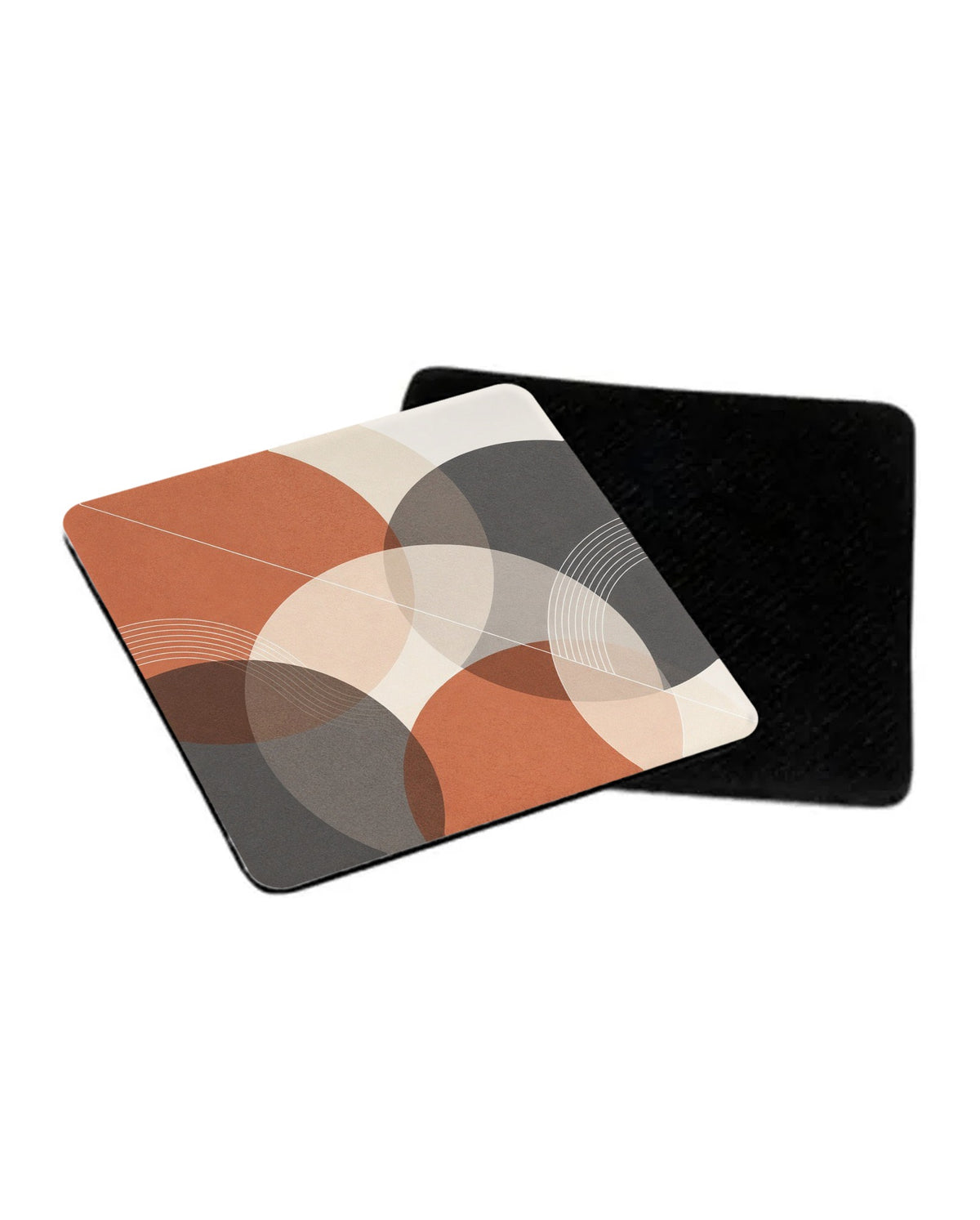 Terracotta Circles coaster with rubber back