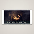 The Word Became Flesh metal Christmas wall plaque – front view