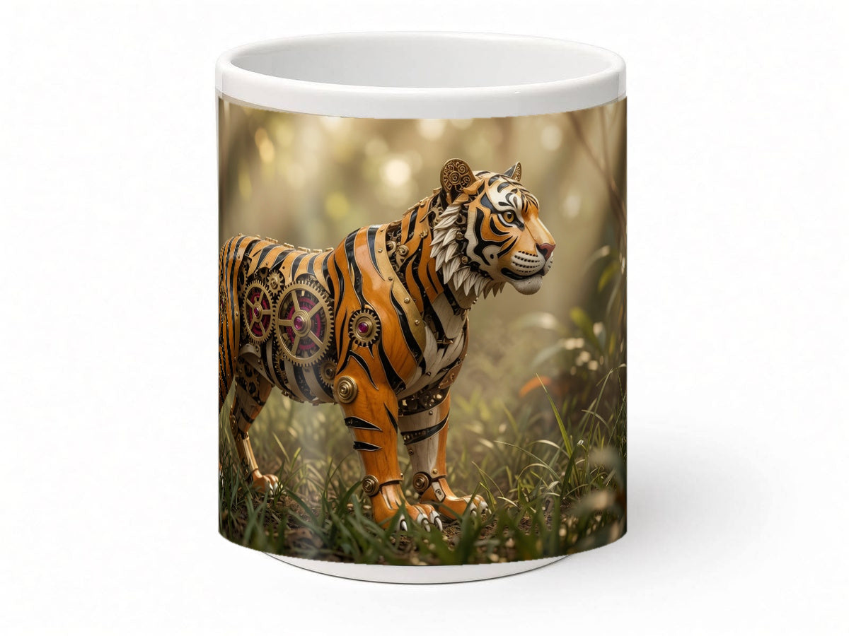 Clockwork tiger mug, handmade UK gift