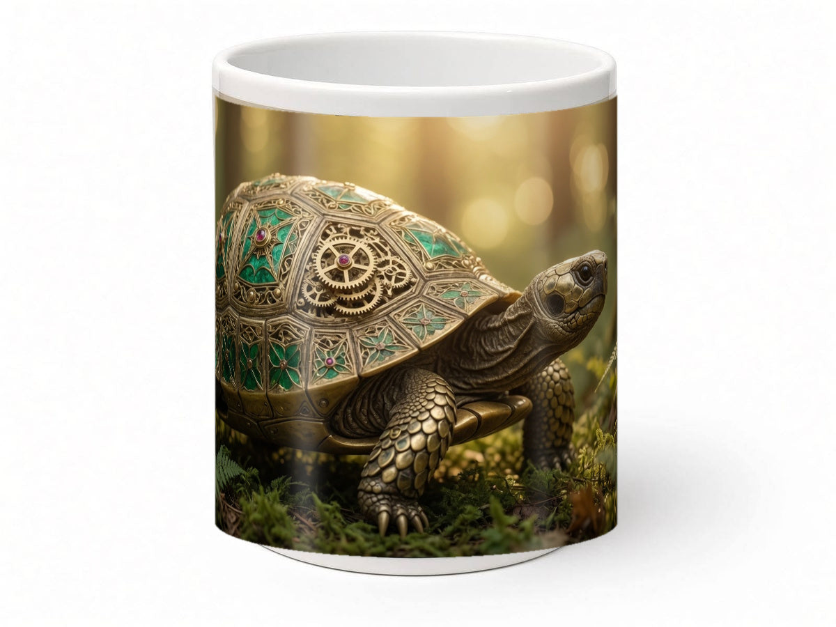 Clockwork tortoise mug, handmade UK gift