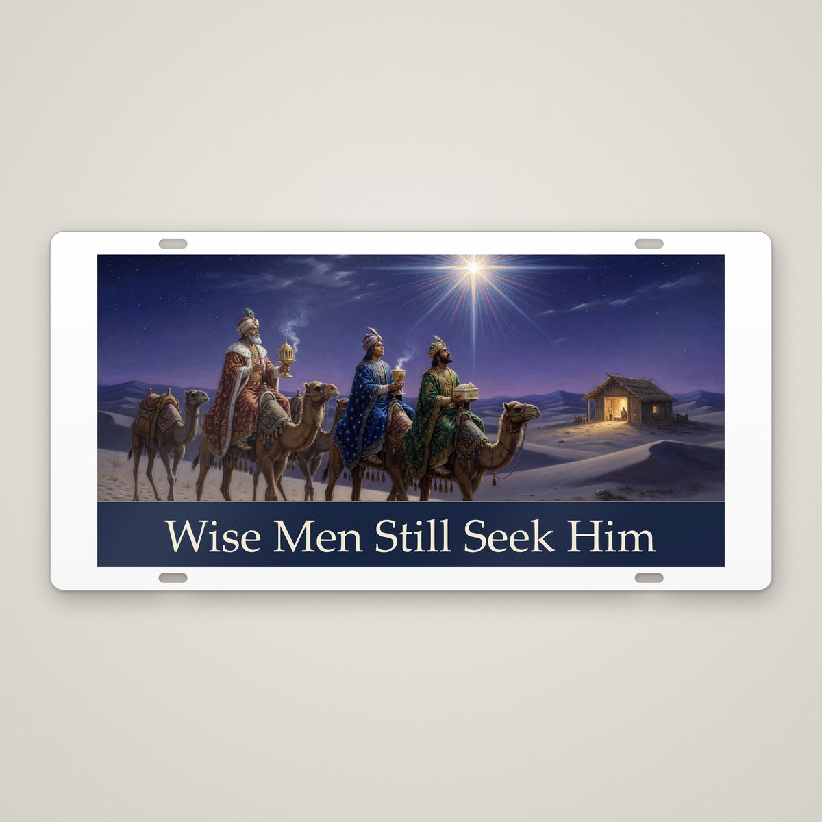 Wise Men Still Seek Him metal Christmas wall plaque – front view